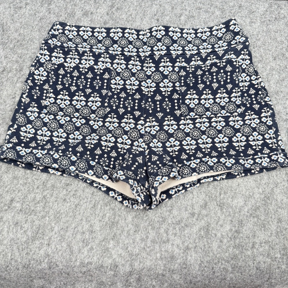 Hollister‎ Womens Patterned Cotton Blend Navy & White High-Waisted Shorts Size M